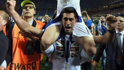 Arbeloa celebrando la conquista de la Undécima. Foto Agencia