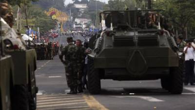 Militares nicaragüenses el 3 de septiembre de 2013, en un desfile militar en la conmemoración del 34 aniversario de fundación del Ejército de Nicaragua, en Managua (Nicaragua). EFE/Archivo