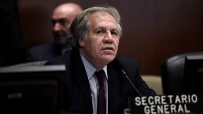 OAS Secretary General Luis Almagro looks on during a meeting of the Permanent Council of the Organization of American States (OAS) about the situation in Bolivia in Washington, DC, on November 12, 2019. (Photo by Olivier Douliery / AFP)