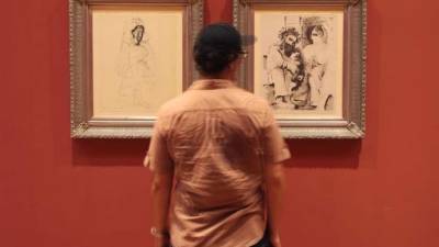 Fotografía del 30 de enero del 2017, de unos grabados de la colección 'La flauta doble ' del pintor español Pablo Picasso, en Lima, Perú. EFE