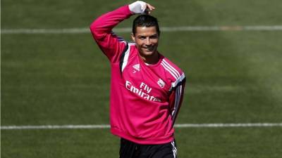 Cristiano Ronaldo, durante el entrenamiento que la plantilla ha realizado en la Ciudad Deportiva de Valdebebas. Foto EFE