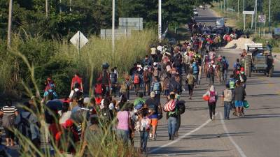 Caravana de migrantes en México.