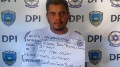 Diosman Ramírez fue detendio por la Policía este lunes en Siguatepeque.