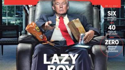 La polémica portada de la revista Newsweek acusa a Trump de ser el presidente más haragán.