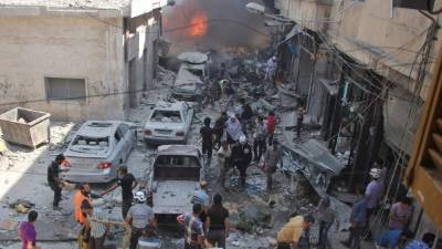 Panorámica de la destrucción ocasionado por la guerra en la ciudad de Idlib, Siria. Fotos: AFP.