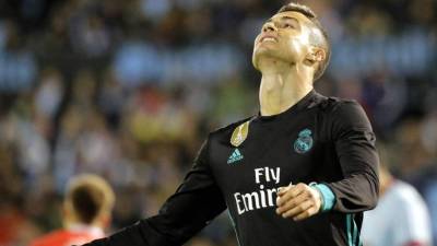 Cristiano Ronaldo se lamenta durante el partido contra el Celta. Foto EFE