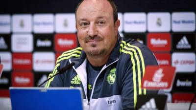 El entrenador del Real Madrid, Rafa Benítez, durante la rueda de prensa que ha ofrecido este viernes tras el entrenamiento realizado en la Ciudad Deportiva de Valdebebas. Foto EFE