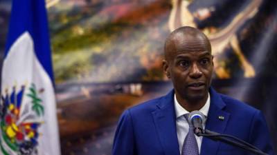 (FILES) In this file photo taken on January 7, 2020 President of Haiti Jovenel Moise speaks during a joint press conference with the Secretary General of the Organisation of American States (OAS) in Port-au-Prince. - Haitian President Jovenel Moise was assassinated on July 7, 2021, at his home by a commando, interim Prime Minister Claude Joseph announced. Joseph said he was now in charge of the country. (Photo by CHANDAN KHANNA / AFP)