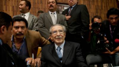 Guatemala's former dictator Jose Efrain Rios Montt sits in the courtroom before the judge enters to read the verdict in his genocide trial in Guatemala City, Friday, May 10, 2013. The Guatemalan court convicted Rios Montt on charges of genocide and crimes against humanity, sentencing him to 80 years in prison. The 86-year-old former general is the first former Latin American leader ever found guilty of such a charge. The war between the government and leftist rebels cost more than 200,000 lives and ended in peace accords in 1996. (AP Photo/Moises Castilo)