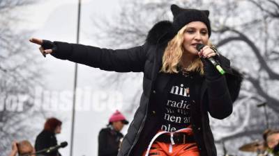La cantante Madonna durante su participación en la Marcha de las Mujeres en Washington.