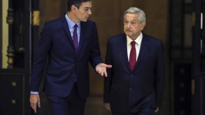 El presidente del Gobierno español, Pedro Sánchez, y el presidente de México, Andrés Manuel López Obrador. Foto: AFP