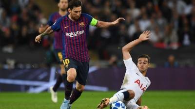 Lionel Messi fue la figura del Barcelona en la victoria de 2-4 ante Tottenham. FOTO AFP.