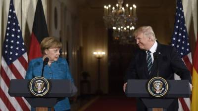 La canciller alemana Angela Merkel visitó a Donald Trump en la Casa Blanca.