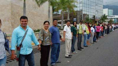 Un simulacro de la cadena realizado en San Pedro Sula.