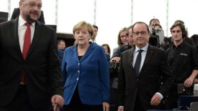 La canciller alemana, Angela Merkel y el presidente francés, François Hollande.