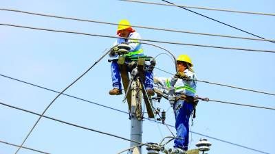 <b>Cuadrillas de la Enee en mantenimientos de la red eléctrica. Foto: Melvin Cubas.</b>
