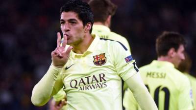 Luis Suárez, celebrando uno de los goles contra el PSG.