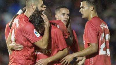 Jugadores del Real Madrid celebrando uno de los goles.