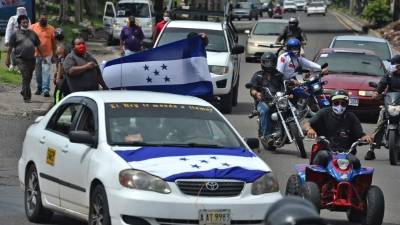Taxistas en una protesta.(Photo by ORLANDO SIERRA / AFP)