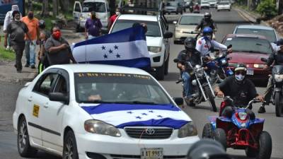 Taxistas en una protesta.(Photo by ORLANDO SIERRA / AFP)