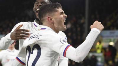 Pulisic celebró por todo lo alto el triunfo del Chelsea. Foto AFP.