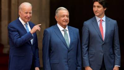Biden, López Obrador y Trudeau se reunieron hoy en el Palacio presidencial de México para iniciar la cumbre de América del Norte.