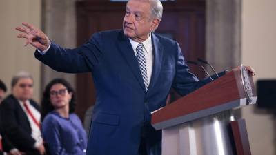 El mandatario mexicano, Andrés Manuel López Obrador, durante una rueda de prensa en el Palacio Nacional de la Ciudad de México.