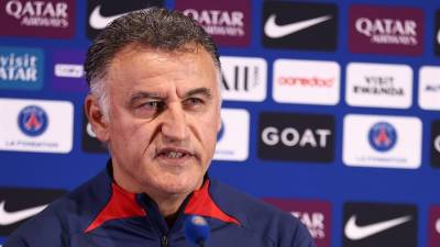 Christophe Galtier, entrenador del PSG, durante conferencia de prensa.