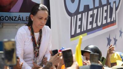 La líder de la oposición venezolana, María Corina Machado, durante un acto en Caracas (Venezuela) el pasado fin de semana.