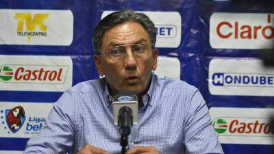 Salomón Nazar en conferencia de prensa tras el empate entre Motagua y Marathón.