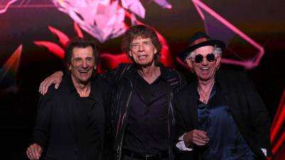 Ron Wood, Mick Jagger y Keith Richards de la legendaria banda británica Los Rolling Stones.