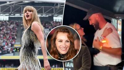 Taylor Swift presentó su show en Dublín, Irlanda, y a este asistieron su novio, Travis Kelce, y la actriz Julia Roberts.