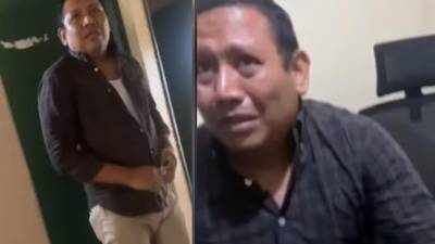 El profesor Henry Alberto Duarte Canales cuando fue descubierto en la oficina con la alumna.