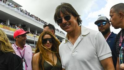 La cantante colombiana Shakira y el actor estadounidense Tom Cruise Shakira durante el Gran Premio de Miami de la Fórmula 1.