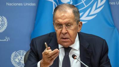 Ministro ruso de Exteriores, Serguéi Lavrov en la Asamblea General de las Naciones Unidas.