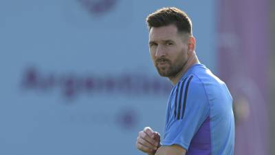Lionel Messi durante los entrenamientos con Argentina.