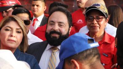 El presidente del Congreso Nacional, Luis Redondo, en una movilización convocada por Libre.