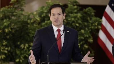 El secretario de Estado de Estados Unidos, Marco Rubio, habla este martes en la Casa Presidencial en San José (Costa Rica).