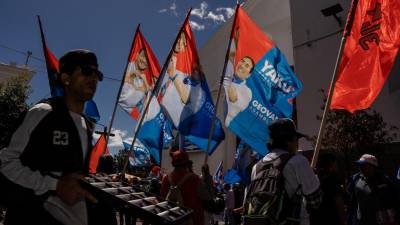 Simpatizantes del candidato indígena,<b> </b>Yaku Pérez.