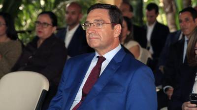 El embajador de España en Honduras, Diego Nuño García, participa en una reunión con empresarios hondureños y españoles, este miércoles en Tegucigalpa (Honduras).