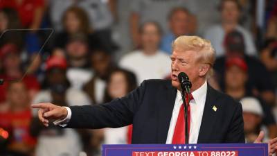 El candidato presidencial republicano Donald J. Trump durante un mitin de campaña.