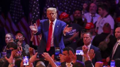 El expresidente estadounidense y candidato presidencial republicano Donald Trump durante un mitin en el Madison Square Garden.