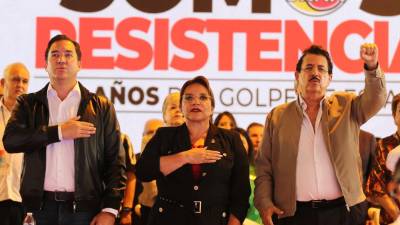 Héctor Zelaya, Xiomara Castro y Manuel Zelaya.
