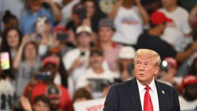 El candidato republicano a la presidencia de Estados Unidos Donald Trump durante un evento electoral en Atlanta.