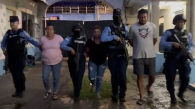 Dulce Aracely López Najar, Cindy Melissa Banegas López y Jorge Alberto Contreras López, los tres capturas en la aldea Nuevo San Juan de Tela.