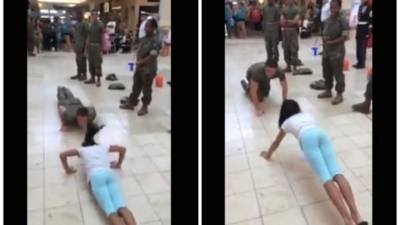 Todo comenzó cuando ambos se enfrentaron en un concurso de flexiones de brazos o más conocidos como pechadas y la joven de 12 años logró vencer al cadete en dicha competencia.