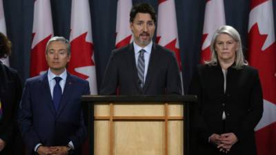 Justin Trudeau, primer ministro canadiense, en conferencia de prensa.
