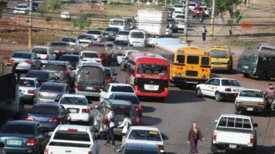 Una vista del parque vehicular de Tegucigalpa.