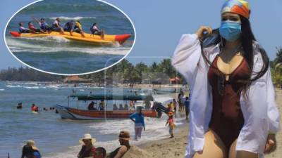 Algunos hondureños decidieron acudir a las playas desde este domingo para refrescarse y comenzar la Semana Santa 2021 pese a la pandemia. Fotos Melvin Cubas.