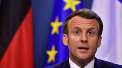 El presidente francés, Emmanuel Macron, en la conferencia de prensa posterior a la cumbre de Bruselas.